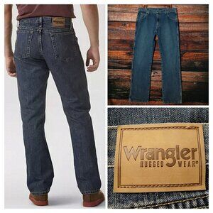 Wrangler Rugged Wear Jeans Mens 36X32 Relaxed Fit Dark Wash Denim 100% Cotton